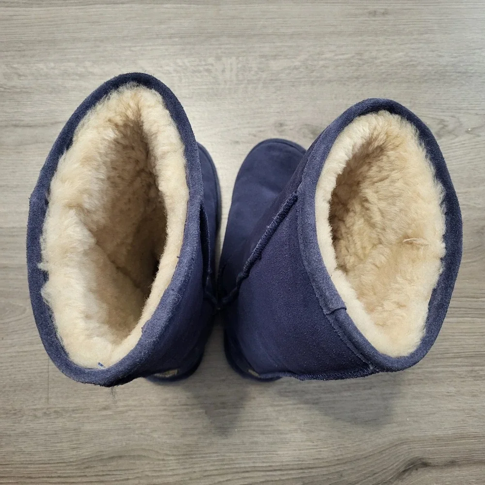 Bearpaw Tall Navy Blue Suede Sheepskin Fur Lined Winter Boots Womens‎ size 7